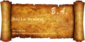 Balla Armand névjegykártya
